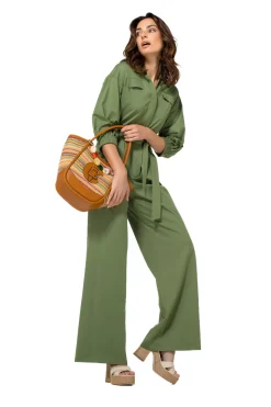 Vrouwen Caroline Biss 1568-60 / Comfortabele Jumpsuit In Katoen, Wijd Been