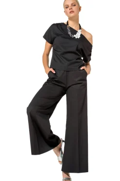 Vrouwen Caroline Biss 1569-10 / Comfortabele Wijde Broek In Katoen, Normal Waist