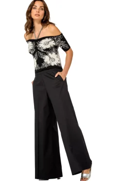 Vrouwen Caroline Biss 1569-10 / Comfortabele Wijde Broek In Katoen, Normal Waist