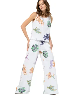 Vrouwen Caroline Biss 3581-69 / Comfortabele Wijde Katoenen Broek, Normal Waist