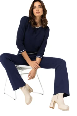 Vrouwen Caroline Biss 1248-21 / Fijn Gebreide Bicolor Pull