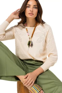 Vrouwen Caroline Biss 1250-34 / Fijn Gebreide Pull Met Bloemeffect