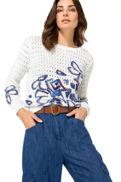 Vrouwen Caroline Biss 1289-29 / Los Gebreide Pull Met Print