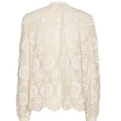 Vrouwen Caroline Biss 1605-34 / Rechtvallende Bloes In Stretch Tulle Met Broderie