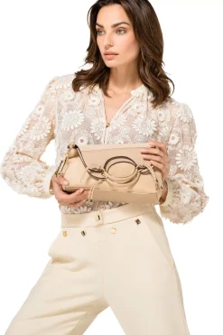 Vrouwen Caroline Biss 1605-34 / Rechtvallende Bloes In Stretch Tulle Met Broderie