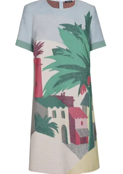 Vrouwen Caroline Biss 1152-69 / Rechtvallende Jurk In Katoen Met Allover Print