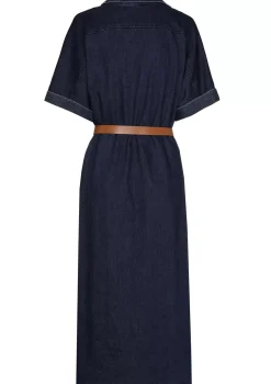 Vrouwen Caroline Biss 1114-23 / Rechtvallende Midi Jurk In Jeans Met Stretch
