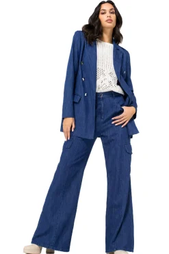 Vrouwen Caroline Biss 1512-24 / Soepelvallende Cargojeans, Wijd Been, Normal Waist