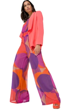 Vrouwen Caroline Biss 1575-49 / Soepelvallende Geklede Jumpsuit, Wijd Been, Plisse Effect