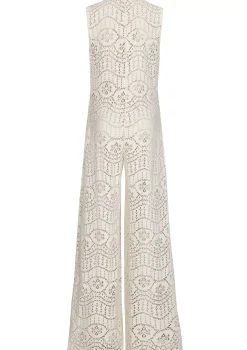 Vrouwen Caroline Biss 1543-34 / Soepelvallende Jumpsuit In Crochet, Wijd Been