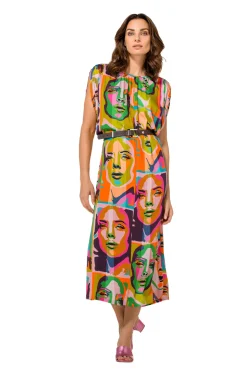 Vrouwen Caroline Biss 1142-79 / Soepelvallende Pop-Art Midi Jurk